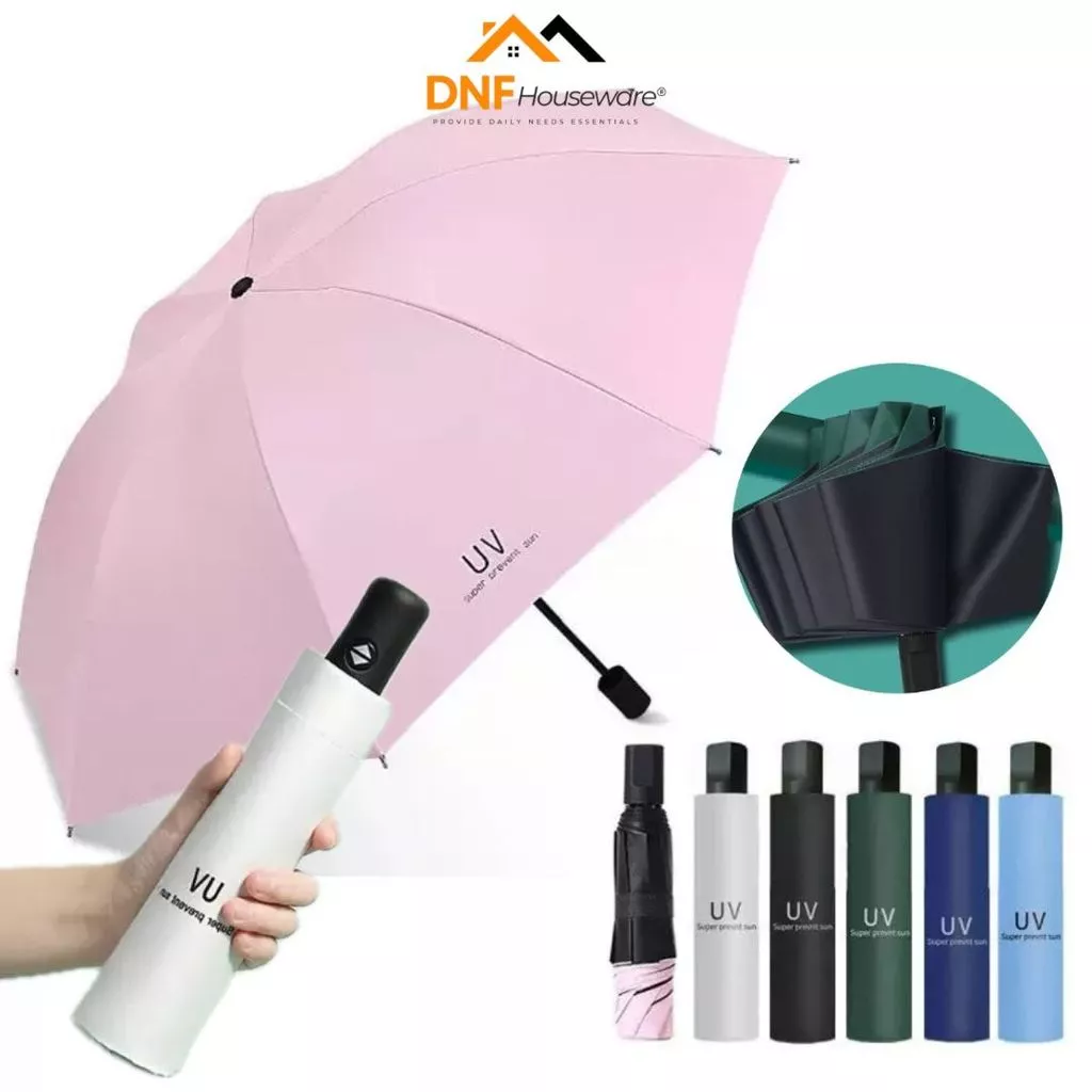 DNF HOUSE Payung Lipat Anti UV Payung Lipat Polos Manual Payung Buka Tutup Anti UV Payung Lipat Polos Anti Air Payung Anti Panas Payung Korea Style Payung Portable Payung Bisa Lipat Simpan
