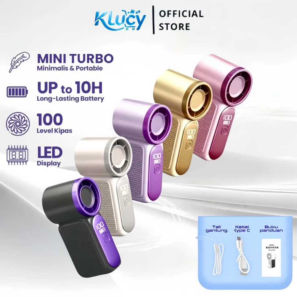 KLucky X688 Super Mini Genggam Portabel Led Type-c High-speed Mini Kipas Portable Mini 6000mAh Kipas Angin Travel Size Fan Turbo Digital Display