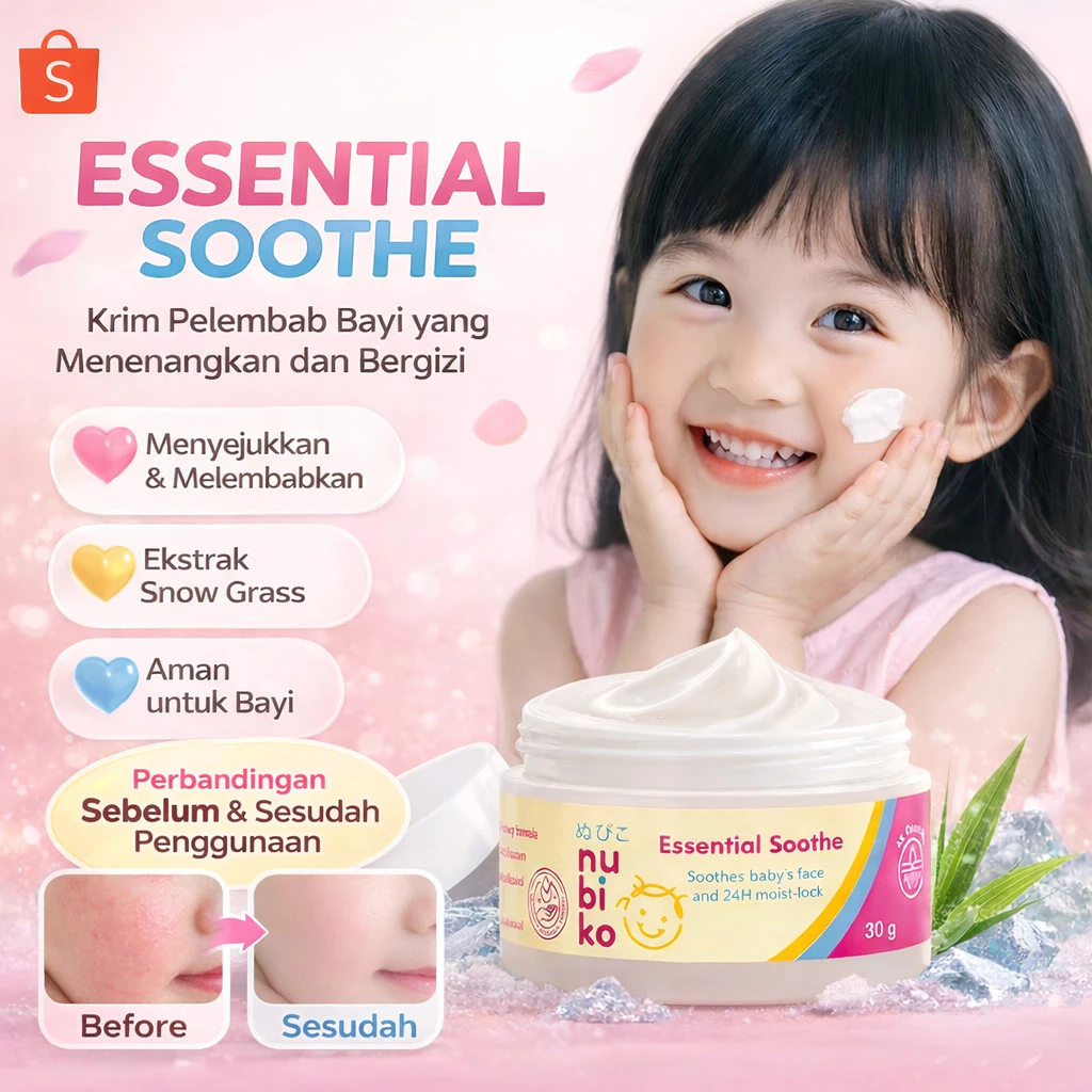 Essential Soothe Cream 8x Ceramide Krim Pelembap Wajah Bayi & Ibu Meredakan Kulit Kering Ruam Pipi Jerawat Bruntusan Kulit Belang Lembut Terawat