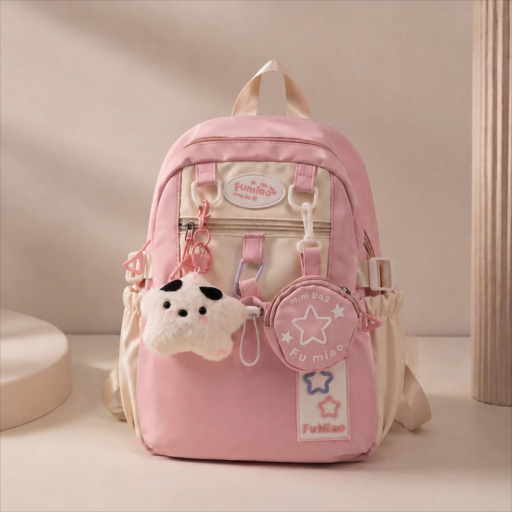 [Gratis Gantungan] Tas Sekolah Cewek Korean Style Muat Laptop Anti Air Tas Ransel Perempuan Korean Style Tas Ransel Lucu Wanita Tas Sekolah Kecil Aesthetic Backpack Sekolah Aesthetic