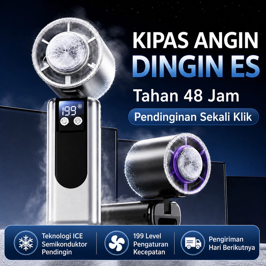 Kipas Angin Mini Portable AC Dingin 16°C Super Kencang 20m/s 199 Level Turbo USB Rechargeable Baterai Tahan Lama 48 Jam Mini Fan Silent Pendingin Cepat Kipas Tangan Outdoor Indoor Ringan 199g Masuk Saku Ready Stock COD