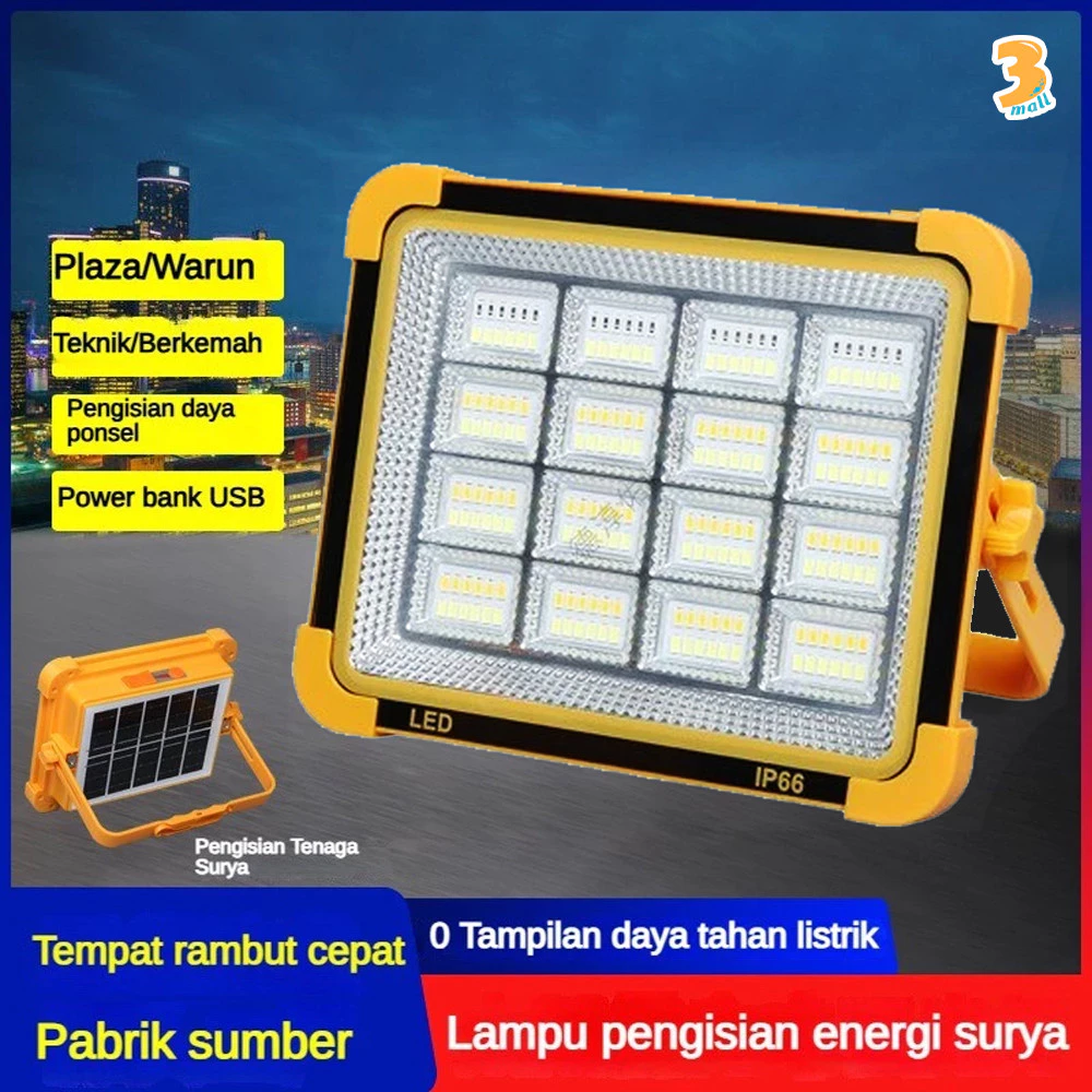 Panel Surya Darurat Portabel Lampu Darurat Surya LED 3000W Panel Surya Bertenaga dengan IP 66 Lampu