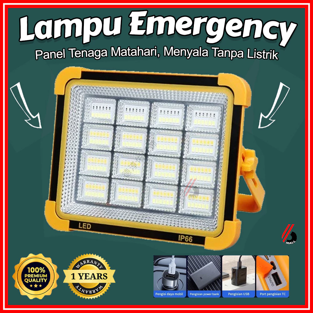 Lampu Multiguna Tersedia Powerbank Darurat LED Tenaga Matahari IP66 Emergency