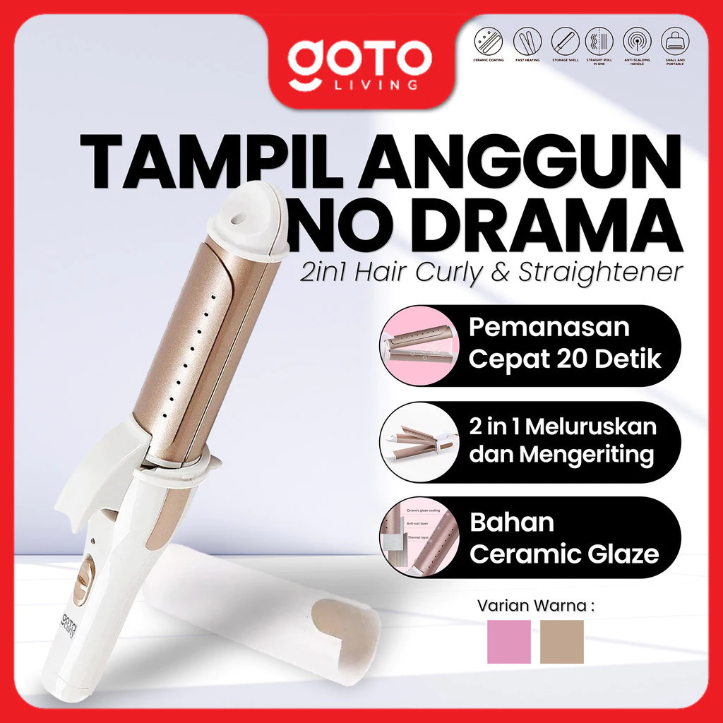 Goto Curly Catokan Rambut Catok Lurus Keriting 2in1 Hair Straightener