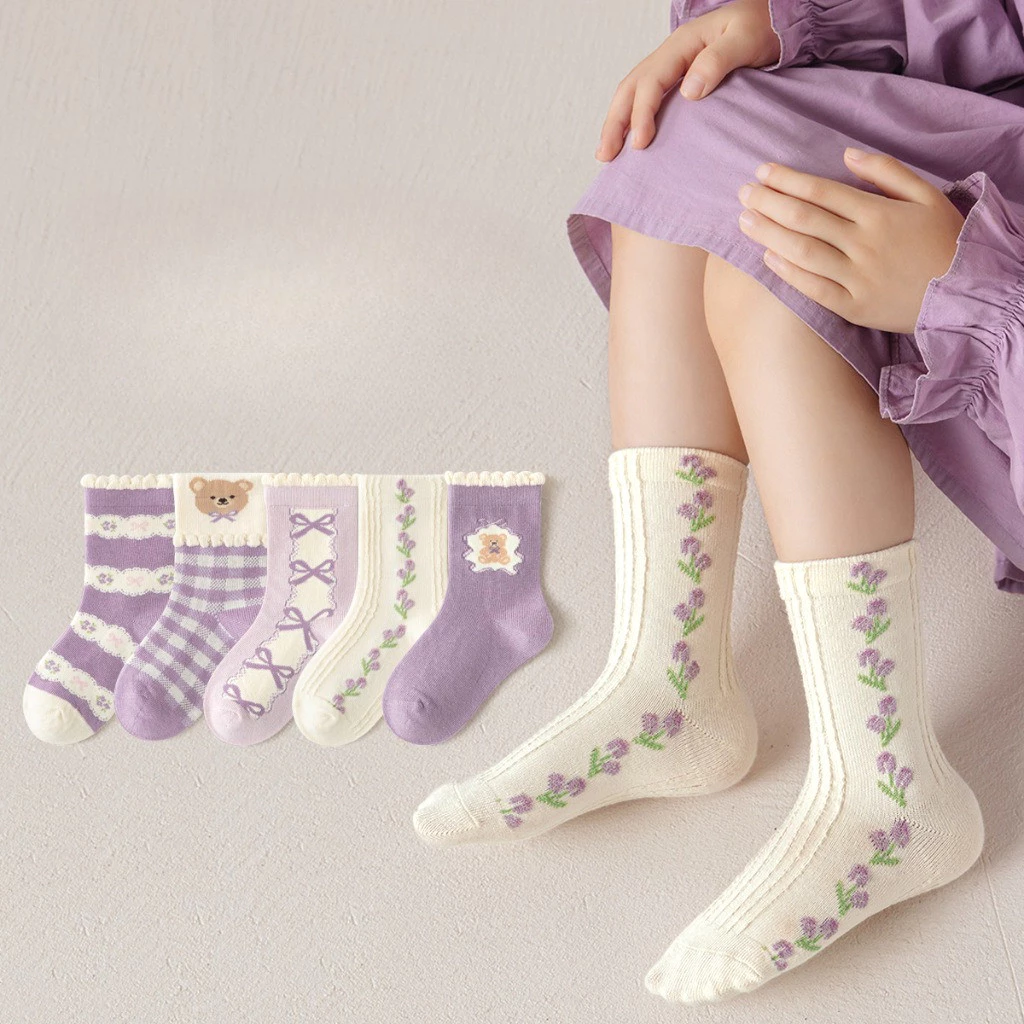 ( ISI 5 ) Set Kaos Kaki Anak Perempuan Laki laki cowok cewek Premium 5in1 Usia 1-9 tahun Kaos Kaki Anak Lucu Kaos Kaki Anak Korean Style