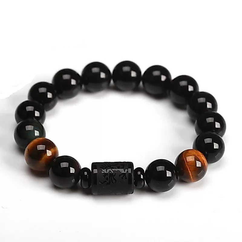 Gelang Pria Wanita Batu Giok Hitam Motif Naga