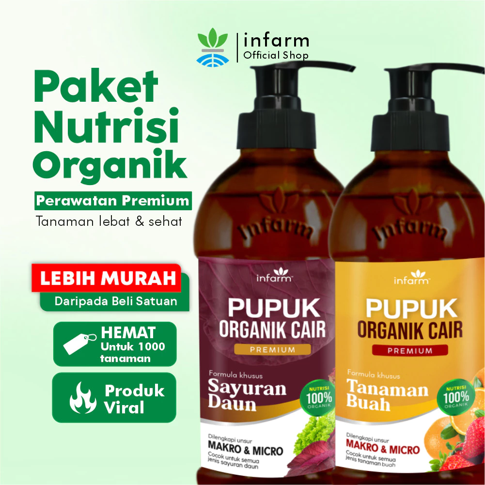 INFARM - Paket Nutrisi Organik POC Sayur 500ml dan POC Buah 500ml Paket Perawatan Premium