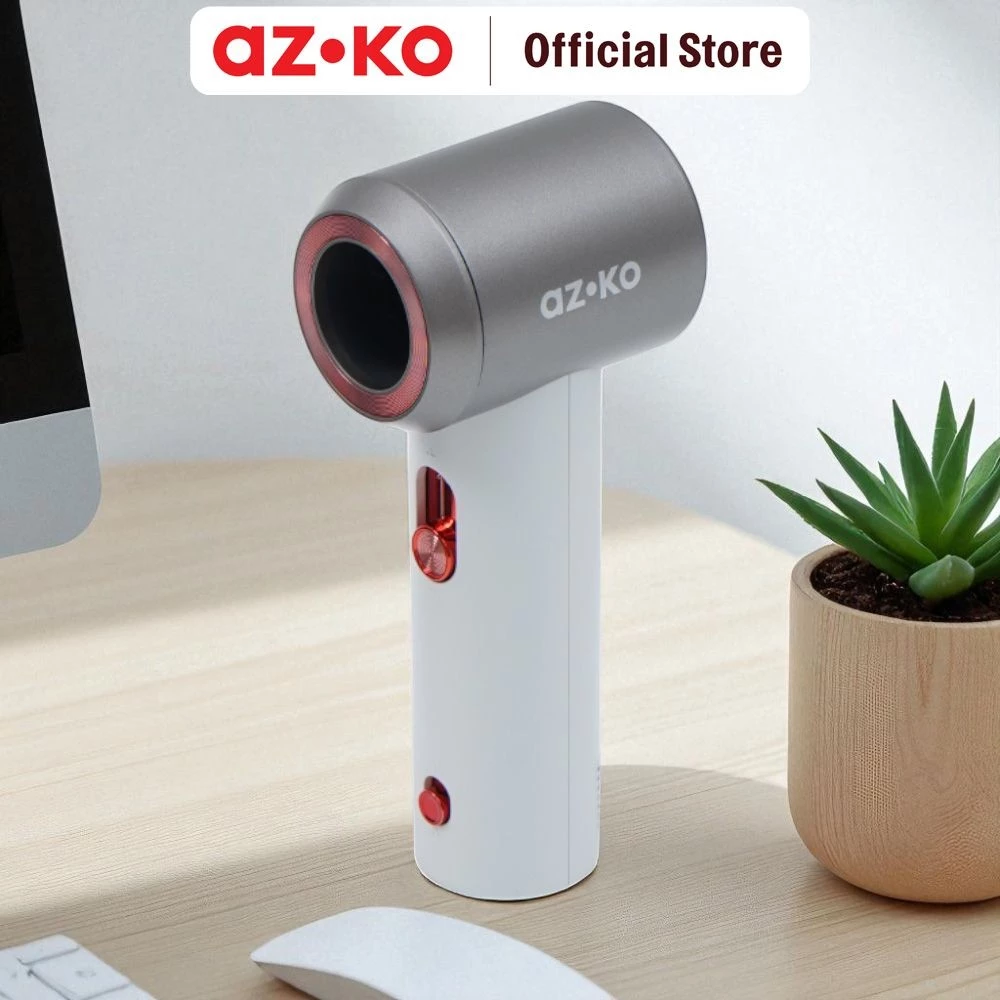 AZKO Kipas Angin Portabel Rechargeable - Putih/Abu-abu Penyejuk Sirkulasi Udara Meja Outdoor