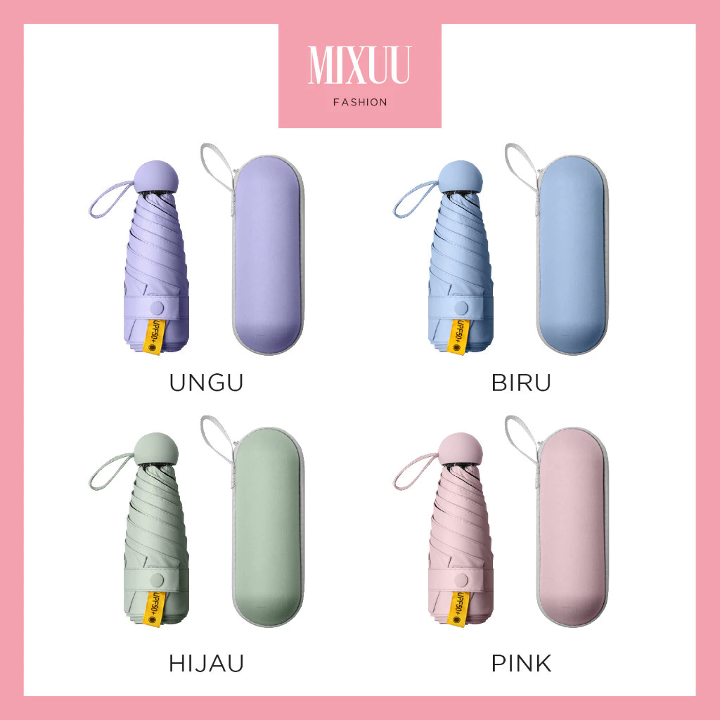 Payung Lipat Anti Sinar UV & Tahan Hujan - Manual - Kotak Capsule - Payung Lipat Manual