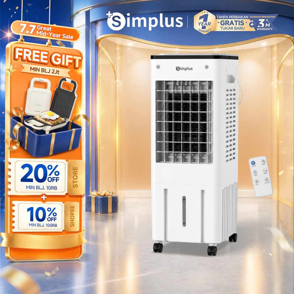 Simplus Air cooler Kipas Angin Pendingin Kipas AC Rumahan Tangki 10L Jangkauan Udara Luas