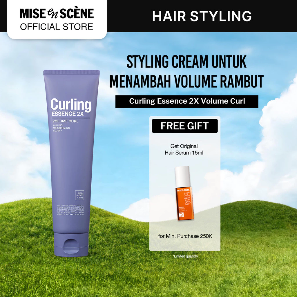 mise en scene Curling Essence 2X Volume Curl 150ml - Krim Rambut dengan Tekstur Ringan Untuk Styling Rambut Ikal Volume Tahan Lama