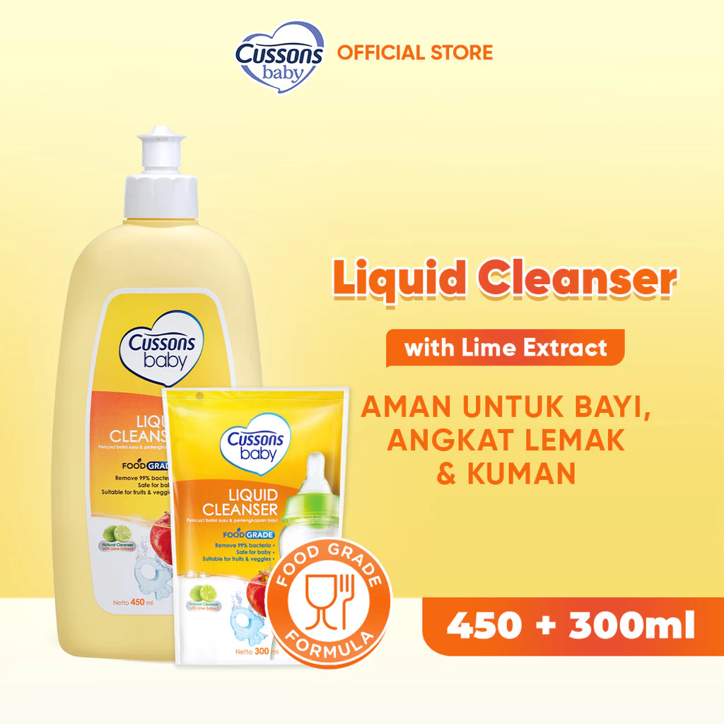 Cussons Baby Liquid Cleanser Pembersih Botol Bayi 450ml Plus 300ml