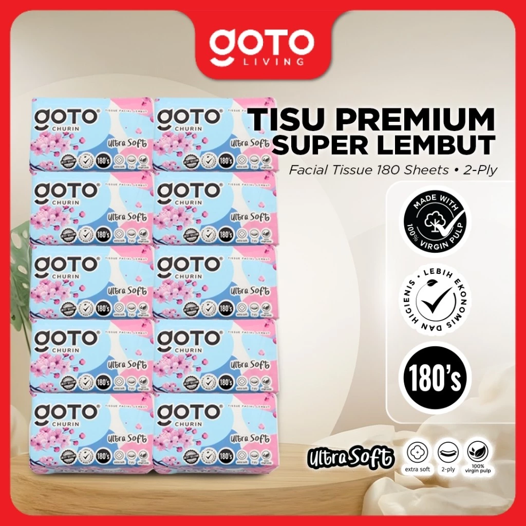 Goto Churin Facial Tissue Lembut Halus Tisu Wajah Virgin Pulp Anti Iritasi