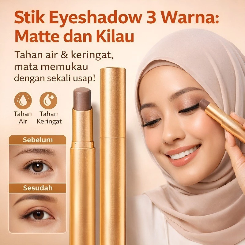 [Pengiriman cepat] Eyeshadow gradasi tiga warna Tahan lama dan tidak pudar Eyeshadow dengan aplikasi cepat Warna gradasi berkilau Eyeshadow dengan glitter