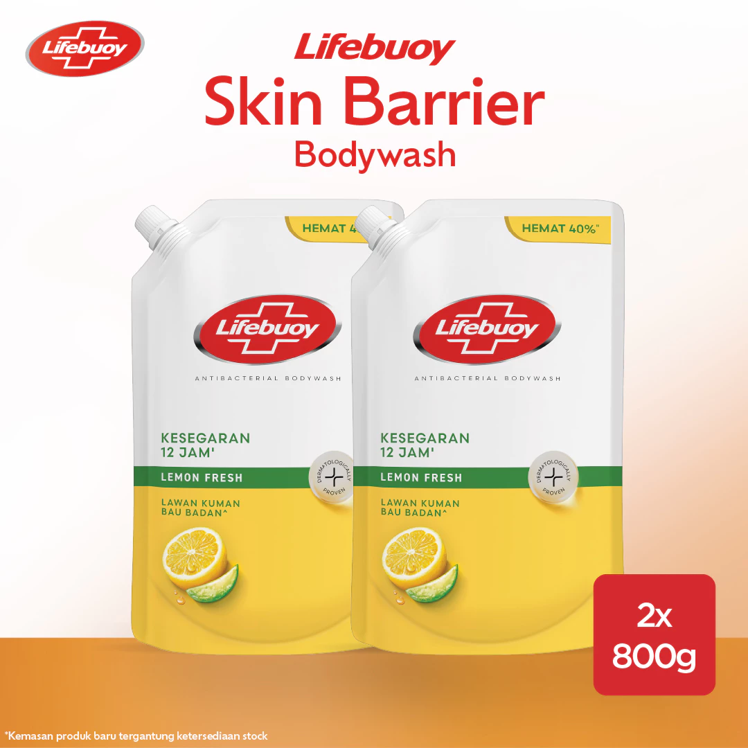 [BELI 2 LEBIH HEMAT 30%] Lifebuoy Sabun Mandi Cair Anti Bacterial Body Wash Lemon Fresh 100% Lebih Kuat Lawan Kuman, Kesegaran 12 Jam 800g
