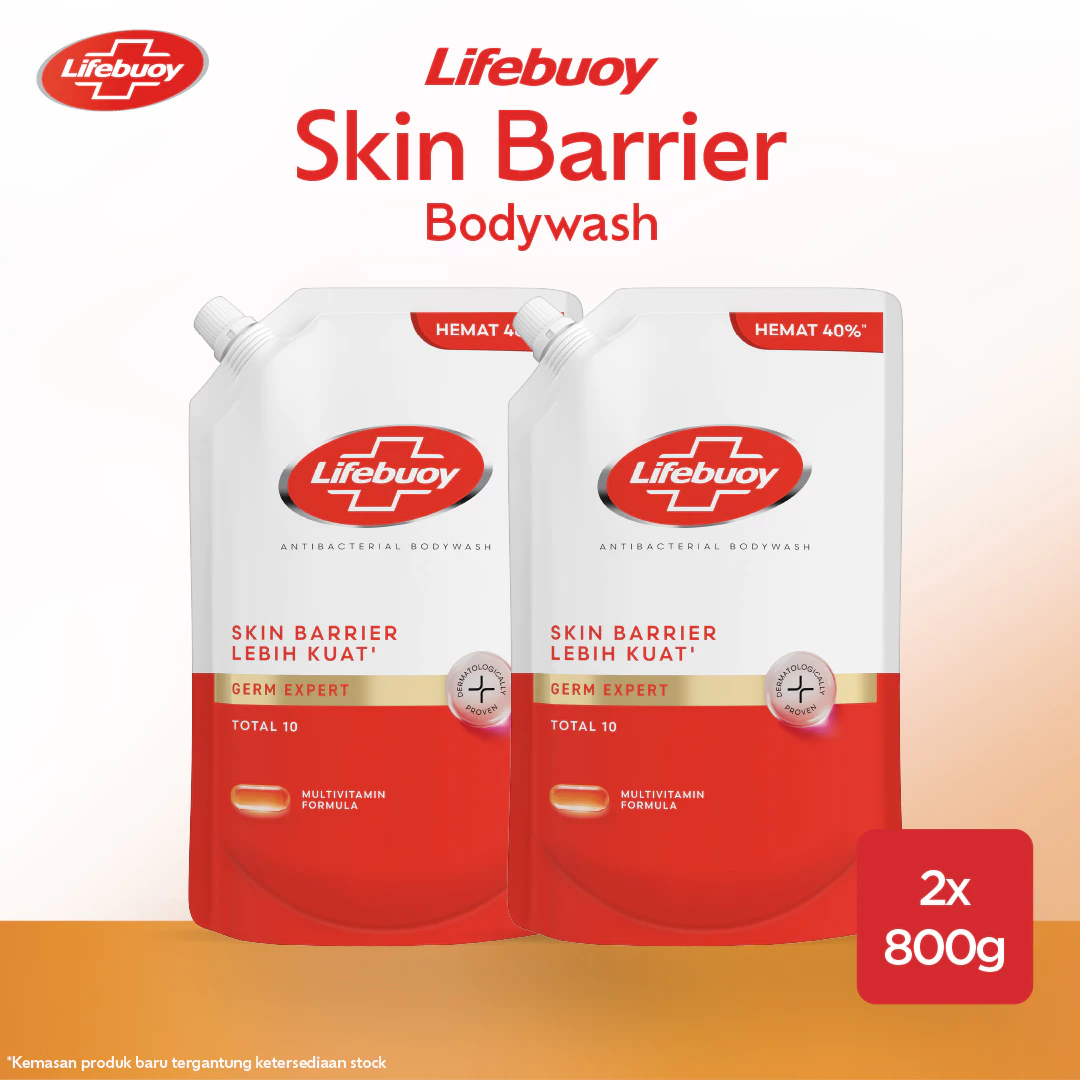 [BELI 2 LEBIH HEMAT 30%] Lifebuoy Sabun Cair Sabun Mandi Antiseptik Total 10 Dengan Activ Silver+ Formula 800g