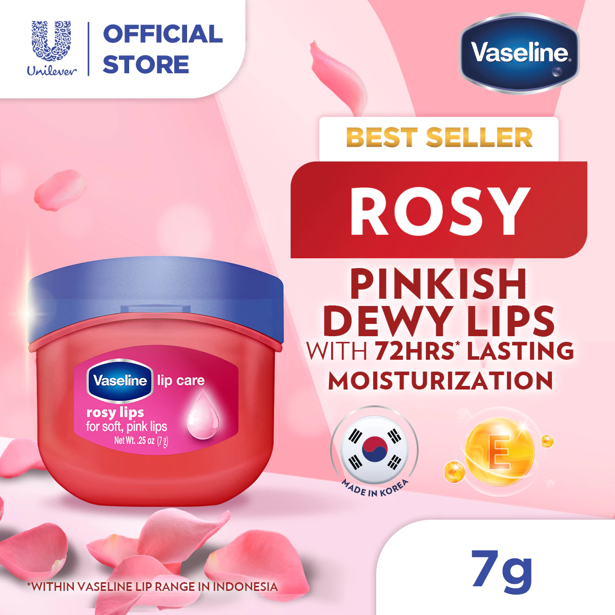 Vaseline Lip Therapy Rosy Lips 7gr - Pelembab Bibir - Lip Balm