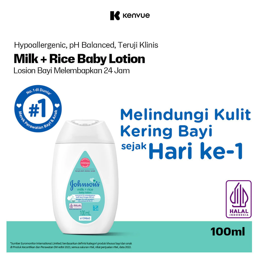 JOHNSON'S Milk + Rice Baby Lotion - Losion Bayi 100ml