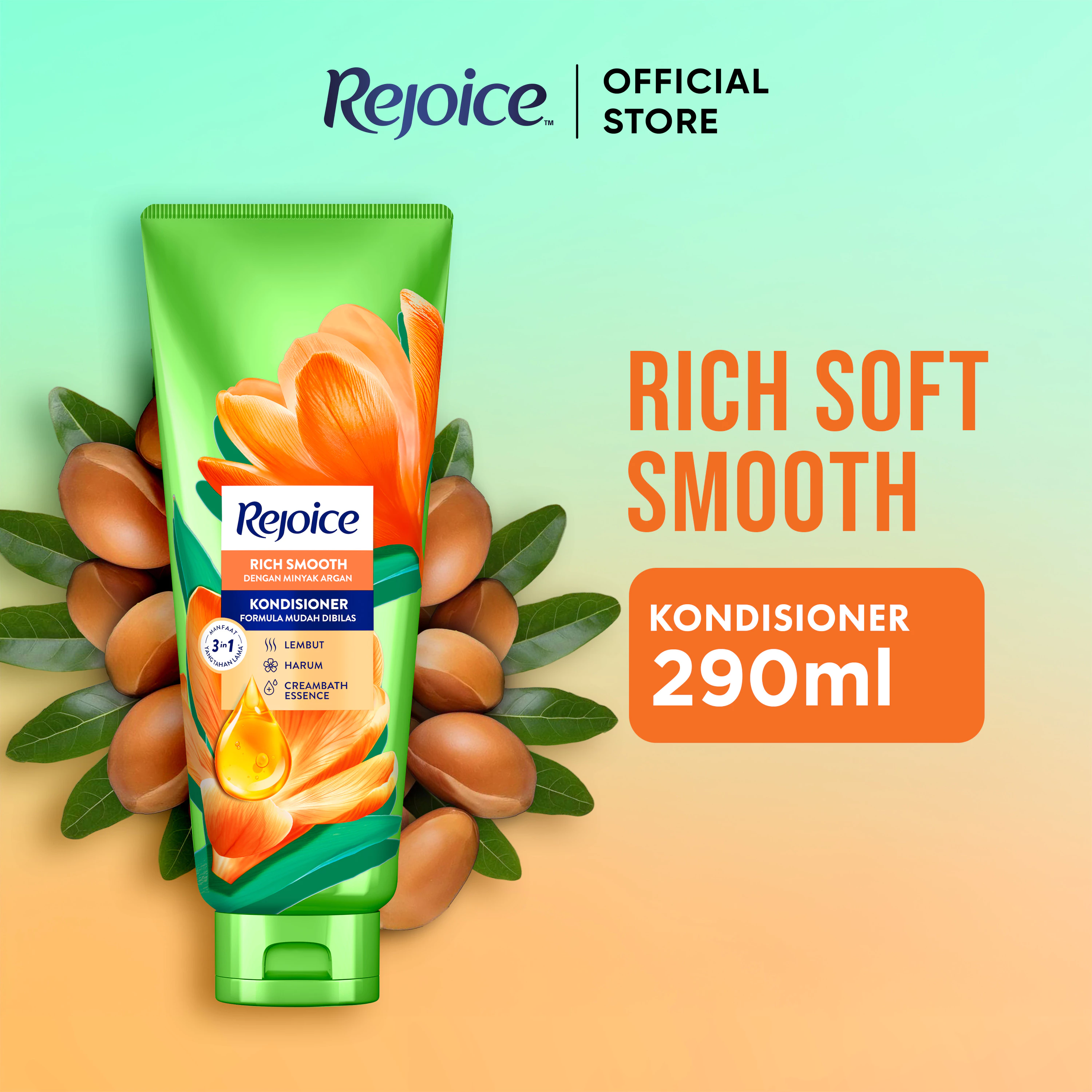 Rejoice Conditioner Rich Soft Smooth 290ml | Rejoice Kondisioner Perawatan Rambut Halus Lembut