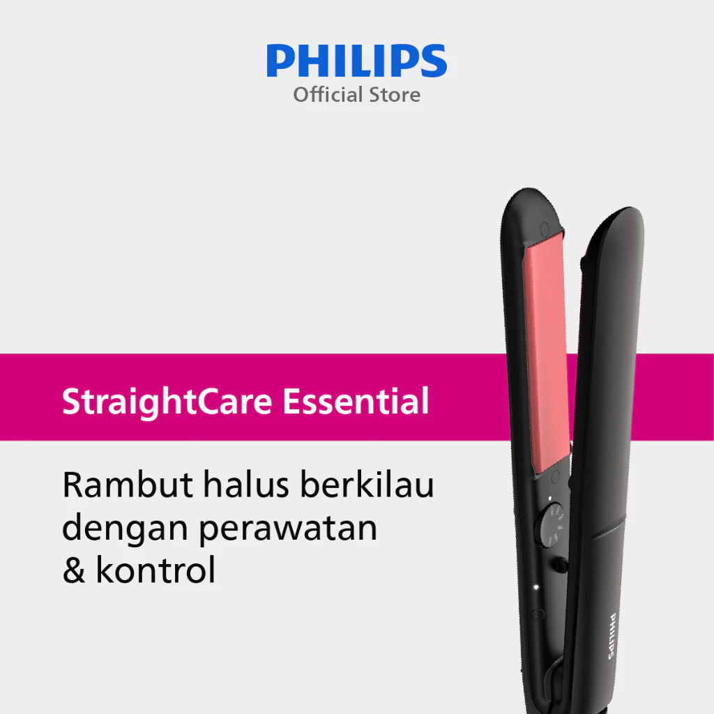 Philips | Straightener StraightCare Essential | Catokan Rambut | Rambut Lurus dengan Perlidungan ThermoProtect Teknologi | BHS376/00