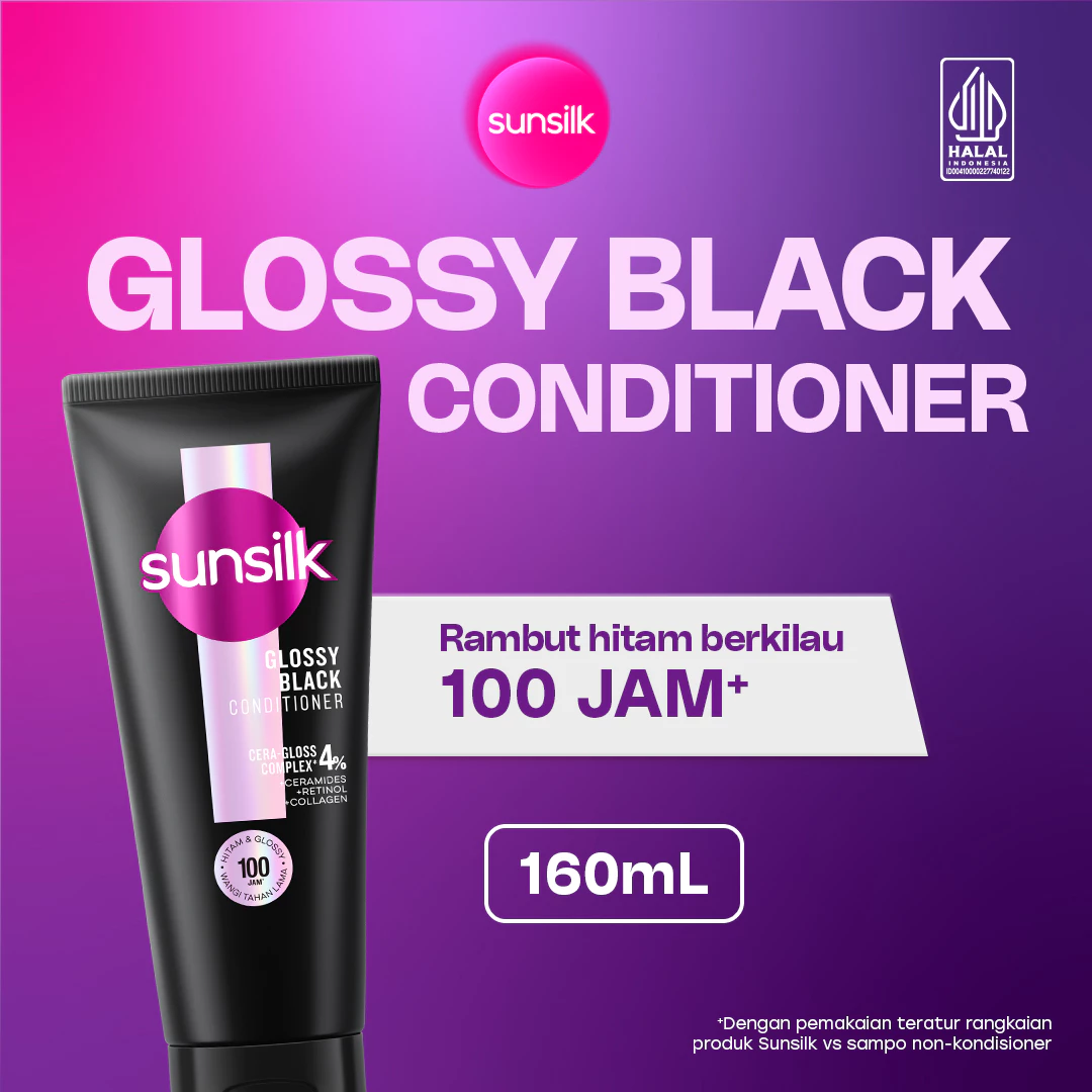 [BARU!] Sunsilk Glossy Black Cera-Gloss Complex Conditioner 160ml